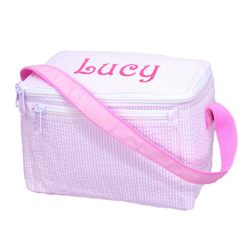 Personalized Lunch Box by Mint  Pink Seersucker Backpacks and Lunch Boxes Mint   