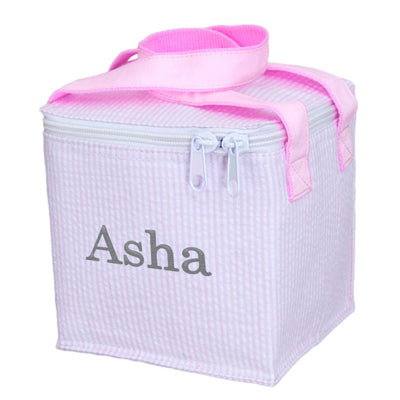 Snack Square Pink Seersucker Backpacks and Lunch Boxes Mint