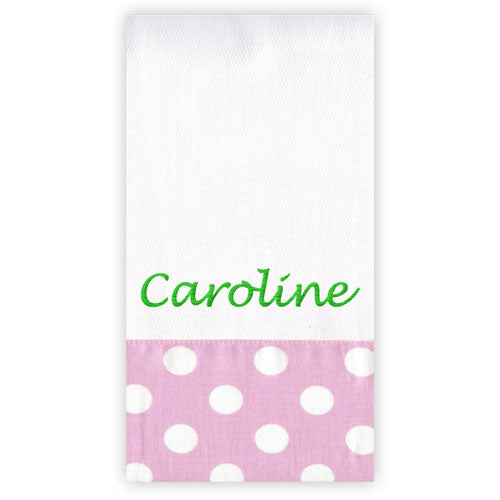 Personalized Burp Cloth  Pink with White Circles Discontinued Discontinued