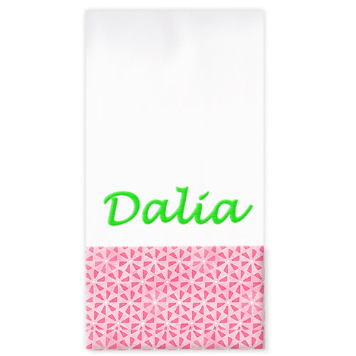 Personalized Burp Cloth  Pink Pinwheels Discontinued Moonbeam Baby