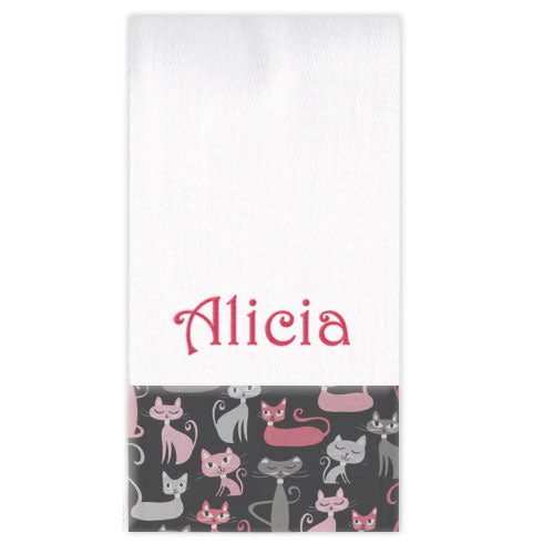 Personalized Burp Cloth  Pretty Kitty Burp Cloths Moonbeam Baby