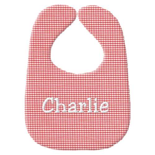 Personalized Bib  Red Gingham Discontinued Moonbeam Baby   