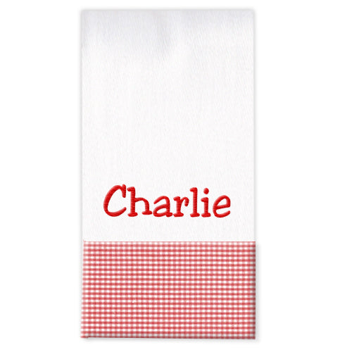 Personalized Burp Cloth  Red Gingham Burp Cloths Moonbeam Baby   