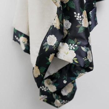 Personalized Baby Blanket (Mini 15x20) Satin Back Ivory Rose Blossoms Discontinued Discontinued