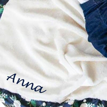 Personalized Baby Blanket (Mini 15x20) Satin Back Ivory Rose Blossoms Discontinued Discontinued
