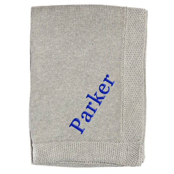 Personalized Baby Blanket  Grey Knit with Border Discontinued Discontinued