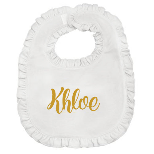 Personalized Bib - White Ruffles - Click for Options Discontinued Kristi