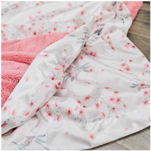 Personalized Baby Blanket Sherbert Lush Sakura Bloom Satin Back Discontinued Discontinued