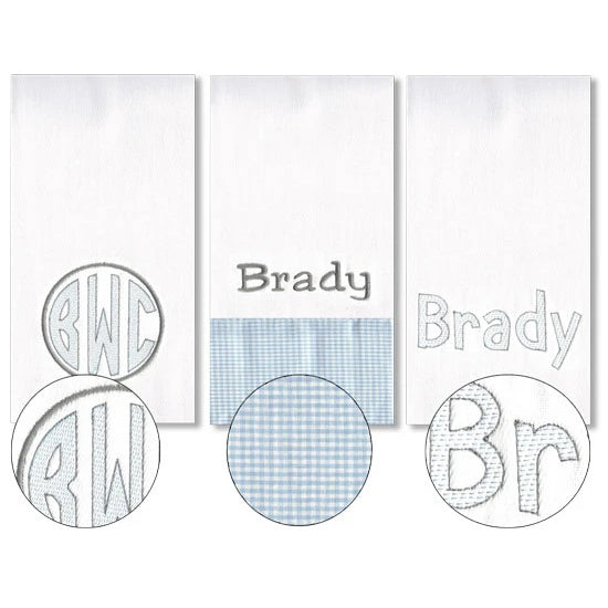 Personalized Burp Cloths  Set of Three Boy's Burp Cloths Burp Cloths Moonbeam Baby