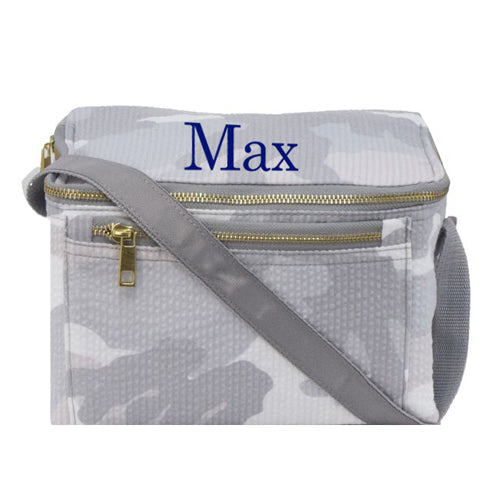 Personalized Lunch Box by Mint  Snow Camo Seersucker Backpacks and Lunch Boxes Mint