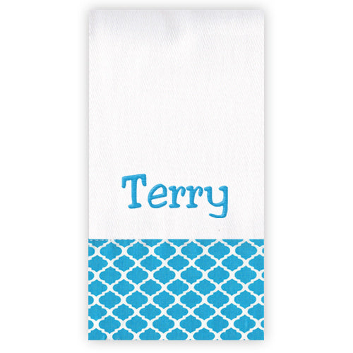 Personalized Burp Cloth Turquoise Quatrefoil Discontinued Discontinued