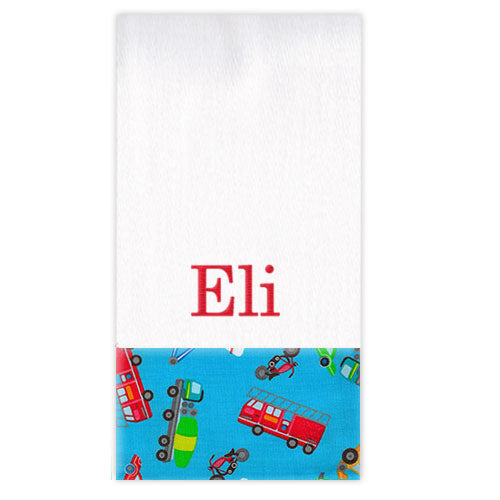 Personalized Burp Cloth  Vehicles Discontinued Moonbeam Baby