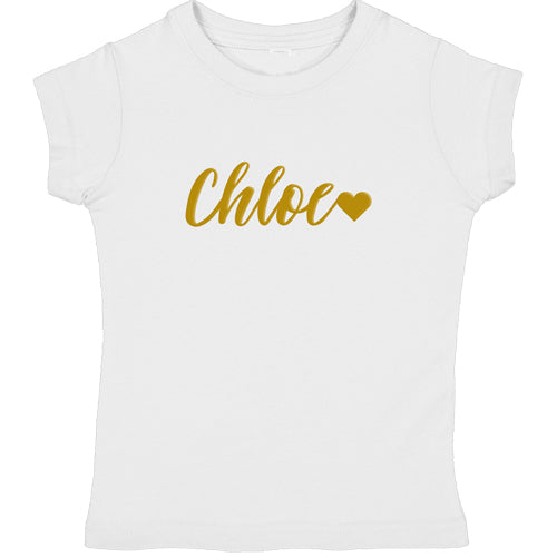 Name in Gold Short Sleeve Tee Personalized Printed Tees Kristi
