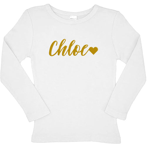 Name in Gold   Long Sleeve Tee Personalized Printed Tees Kristi   