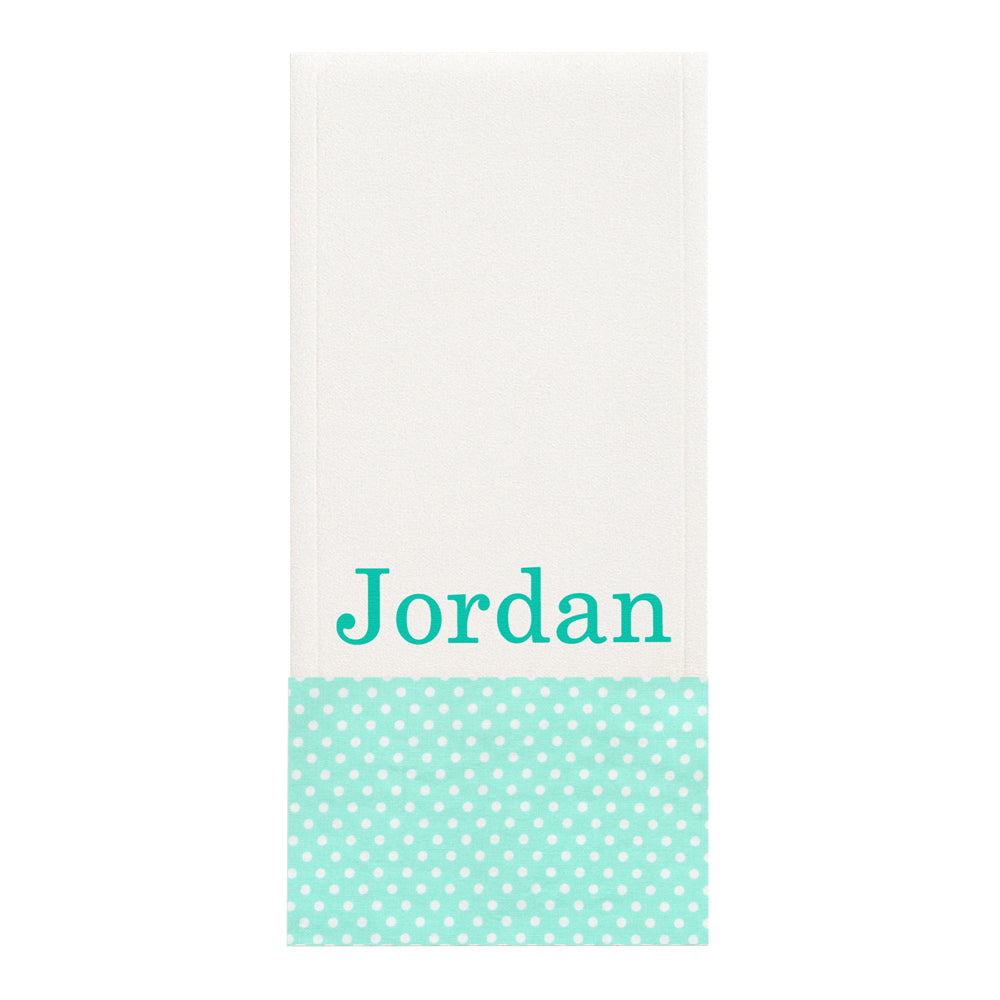 Personalized Burp Cloth Aqua with White Circles Burp Cloths Moonbeam Baby