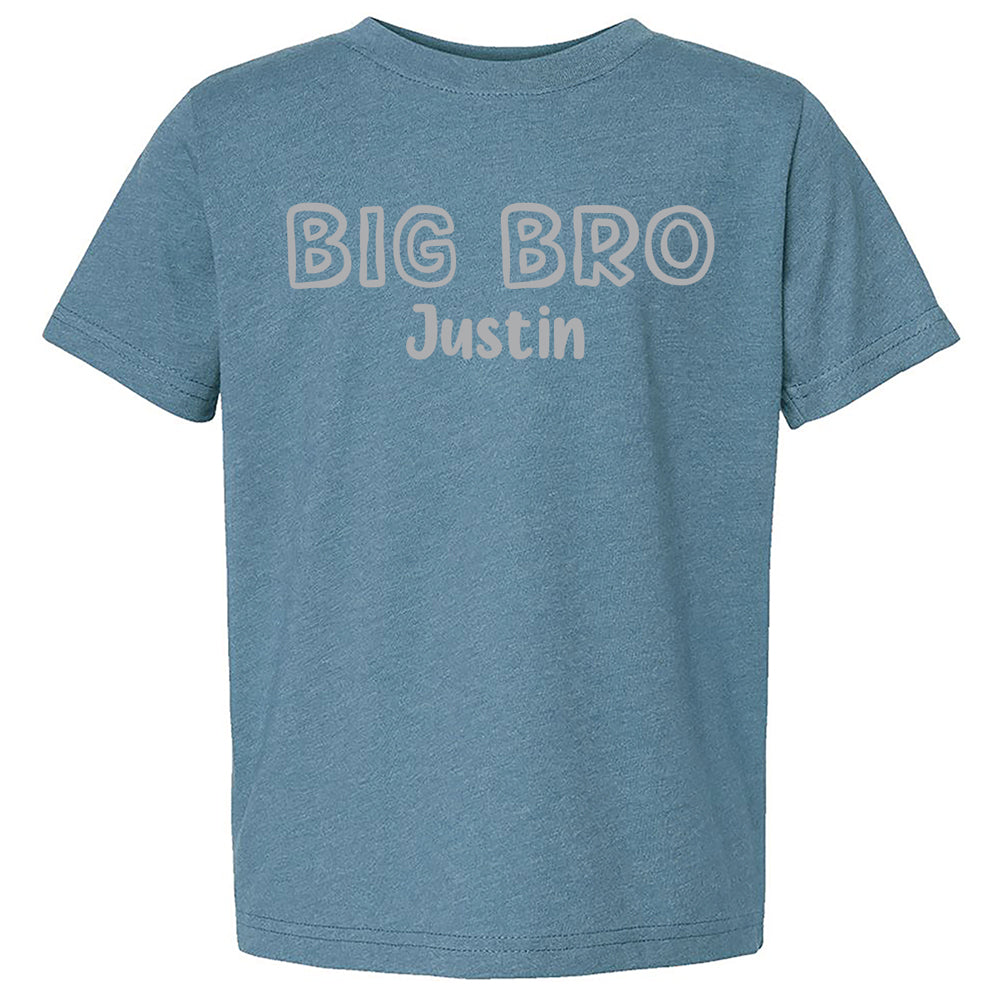 Personalized Big Brother Indigo Short Sleeve Tee - Outline Big Brother & Little Brother Shirts Kristi