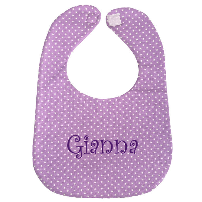 Personalized Bib Lavender Swiss Dots Bibs Moonbeam Baby