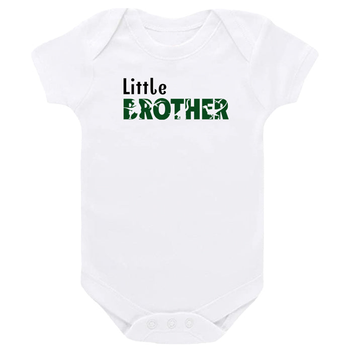 Little Brother Dinosaur White Short Sleeve Onesie Big Brother & Little Brother Shirts Kristi