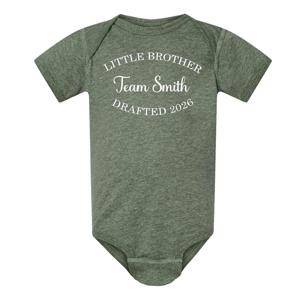 Personalized Little Brother Vintage Green Onesie - Drafted