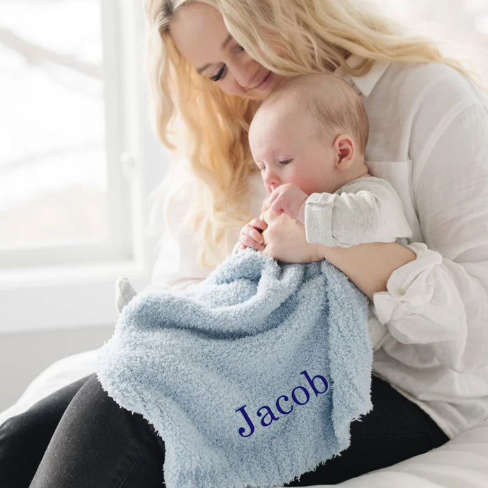 Personalized Baby Blanket (Mini 15x20) Light Blue Bamboni Baby Blankets Saranoni