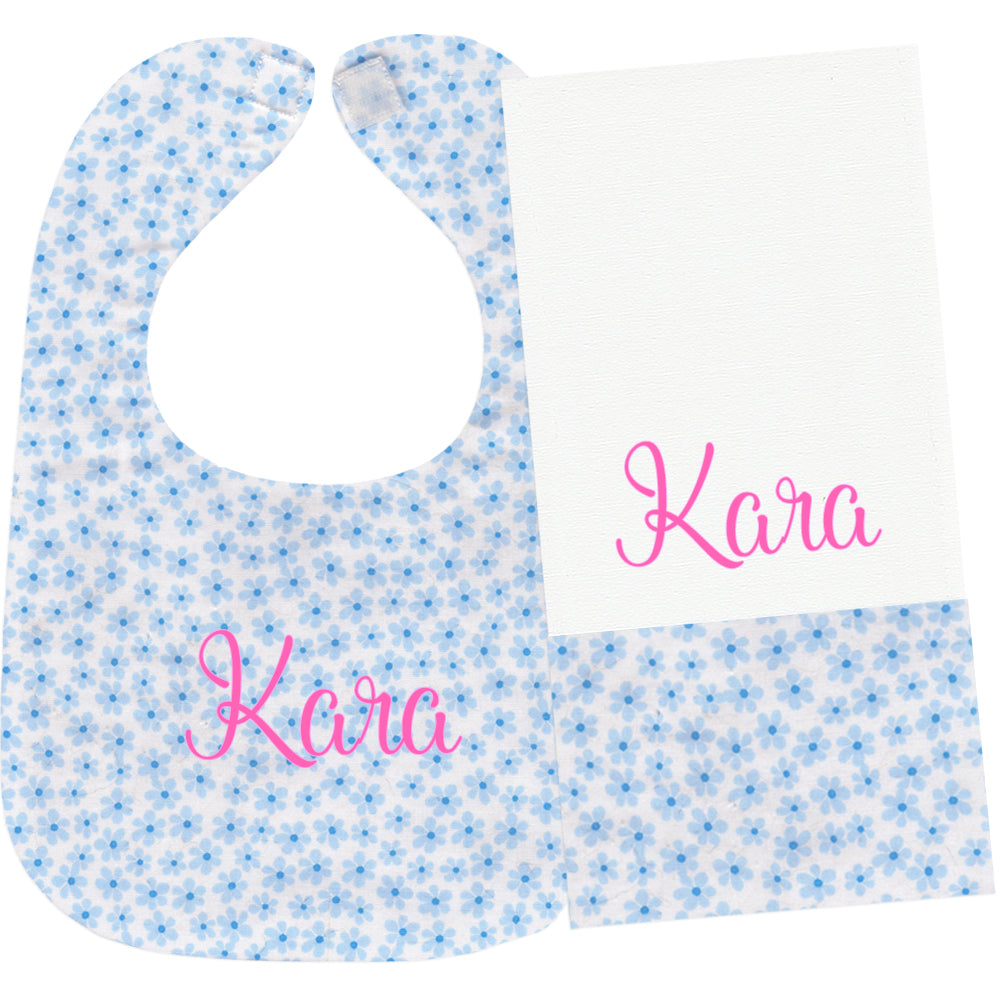 Personalized Bib/Burp Set Blooming Daisies Bib & Burp Sets Moonbeam Baby