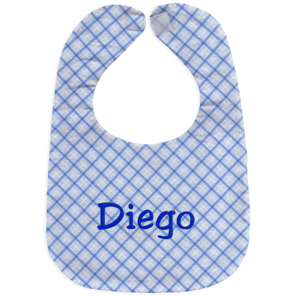 Personalized Bib Blue Plaid Bibs Moonbeam Baby