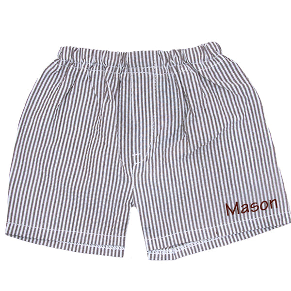 Seersucker Shorts Chocolate Monogrammed Apparel Mint