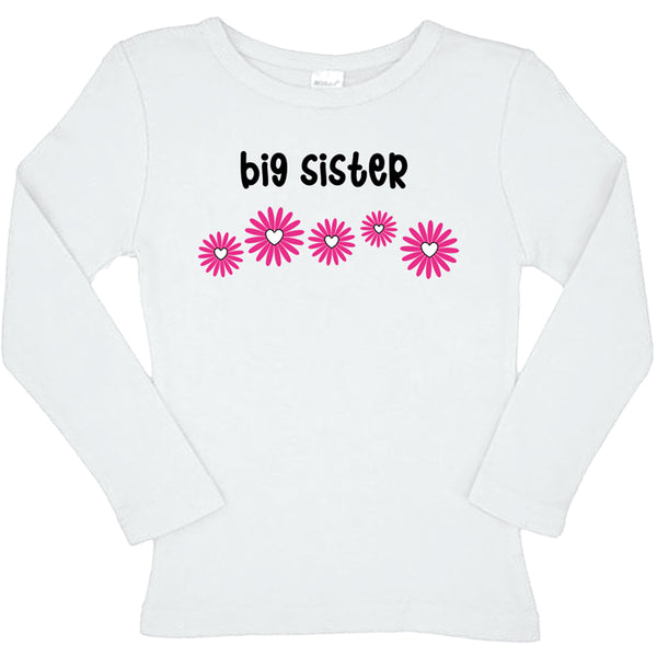 Big Sister Shirt | Daisies Big Sister Long Sleeve Tee | Sibling