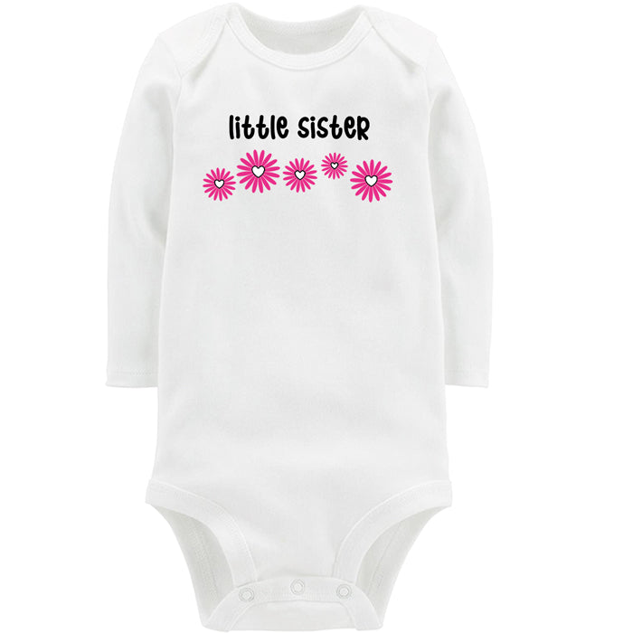 Daisies Little Sister White Long Sleeve Onesie Big Sister & Little Sister Shirts Kristi