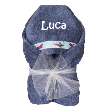 Hooded Towel True Blue Petite Collection Hooded Towels Moonbeam Baby