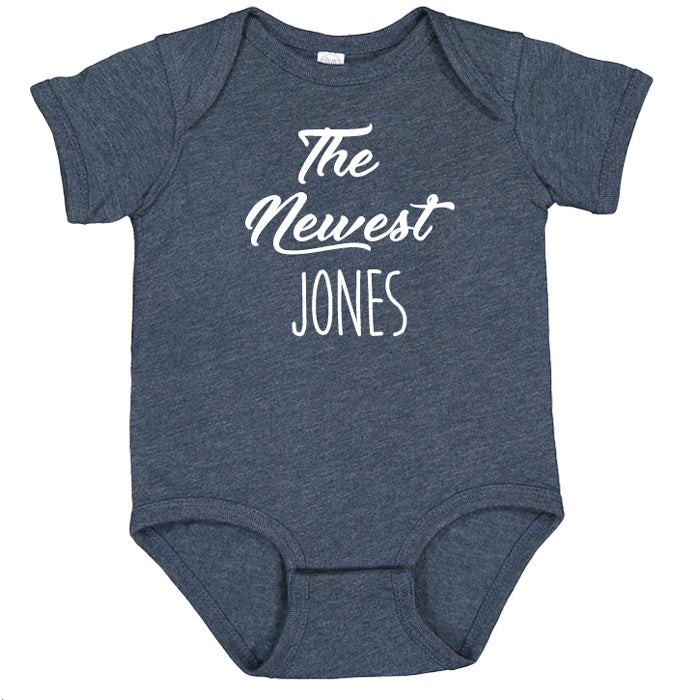The Newest Denim Blue Short Sleeve Onesie Personalized Printed Tees Kristi
