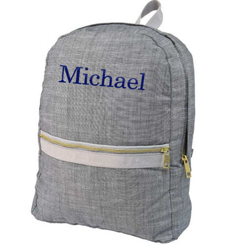 Personalized Backpack by Mint  Medium Grey Chambray Backpacks and Lunch Boxes Mint   