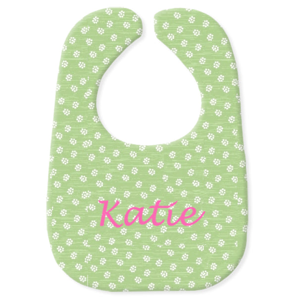 Personalized Bib Green Rosies Discontinued Moonbeam Baby