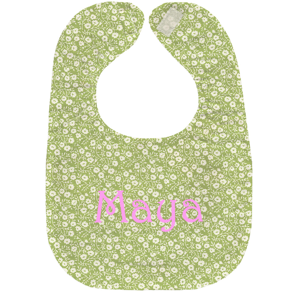 Personalized Bib  Green Floral