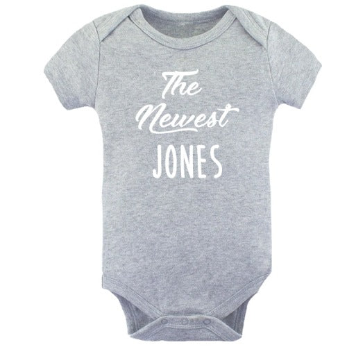 The Newest  Grey Short Sleeve Onesie Personalized Printed Tees Kristi   