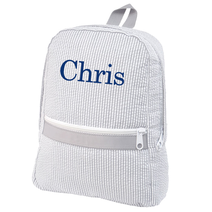 Personalized Backpack by Mint Grey Seersucker Backpacks and Lunch Boxes Mint