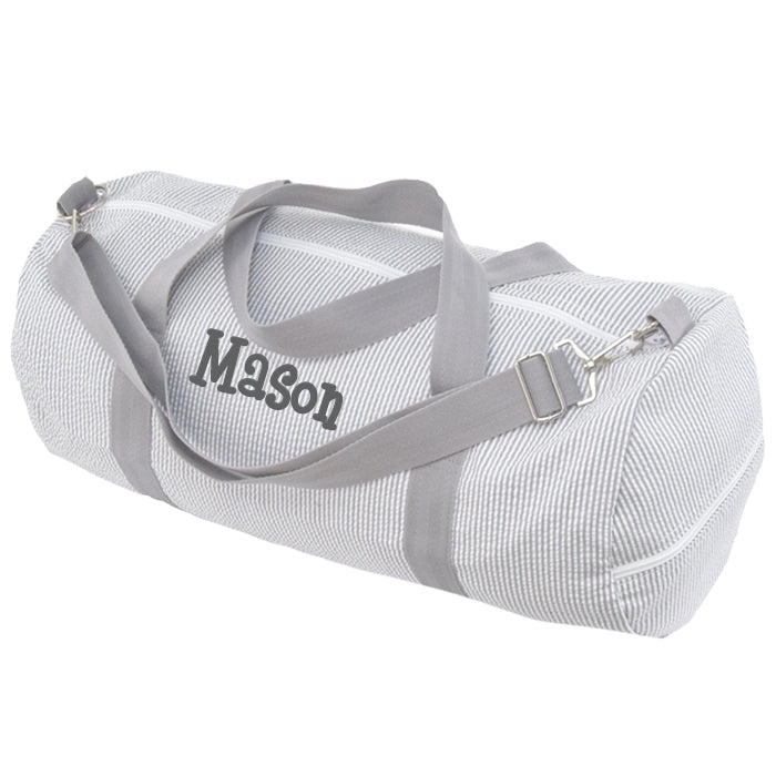 Personalized Weekender Duffel Bag by Mint Grey Seersucker Bags & Totes Mint