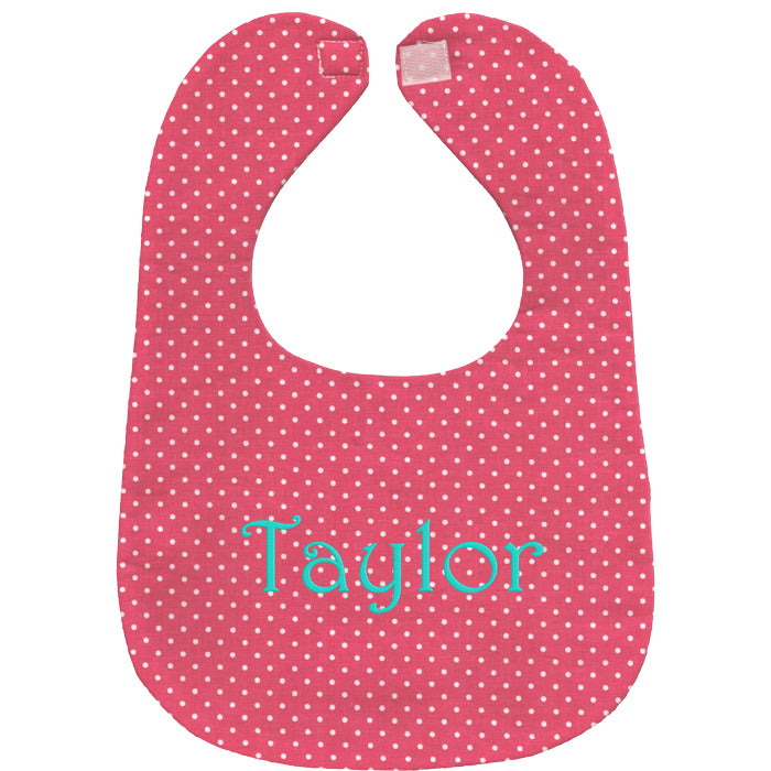 Personalized Bib Hot Pink Swiss Dots Bibs Moonbeam Baby