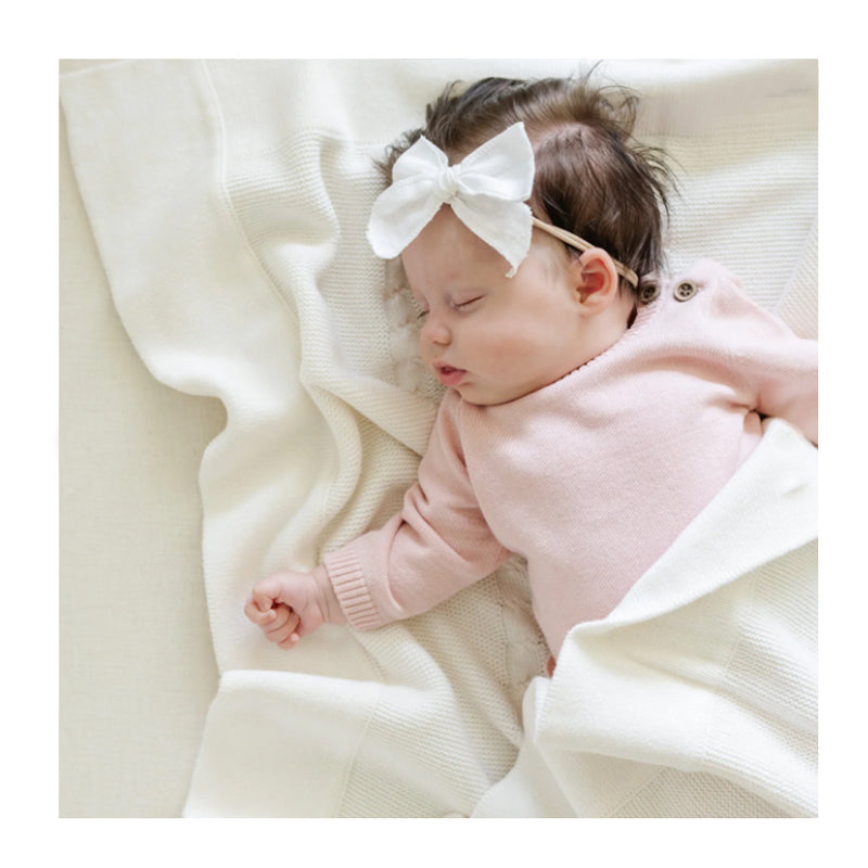 Personalized Baby Blanket  Heirloom Cotton Knit - Ivory