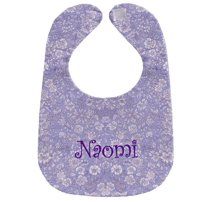 Personalized Bib  Lavender Floral Toile Bibs Moonbeam Baby   