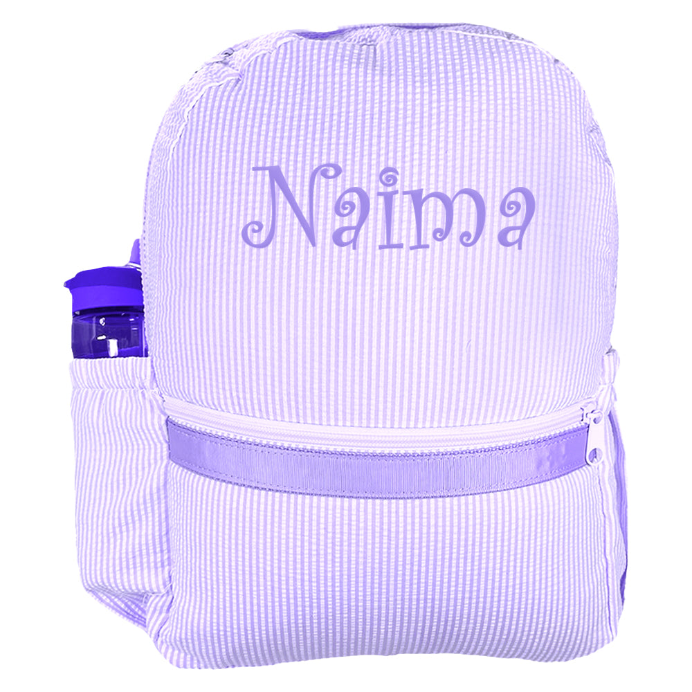 Personalized Backpack by Mint Medium Lilac Seersucker Backpacks and Lunch Boxes Mint