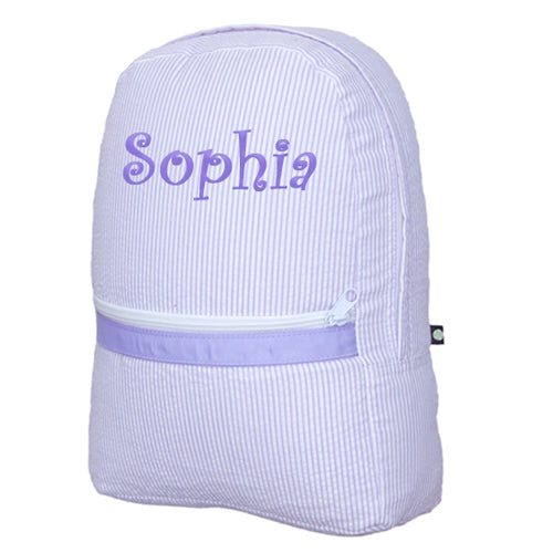 Personalized Backpack by Mint  Medium Lilac Seersucker Backpacks and Lunch Boxes Mint   