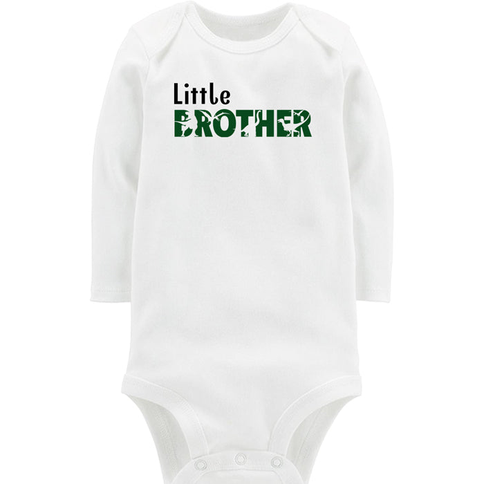 Little Brother Dinosaur White Long Sleeve Onesie Big Brother & Little Brother Shirts Kristi