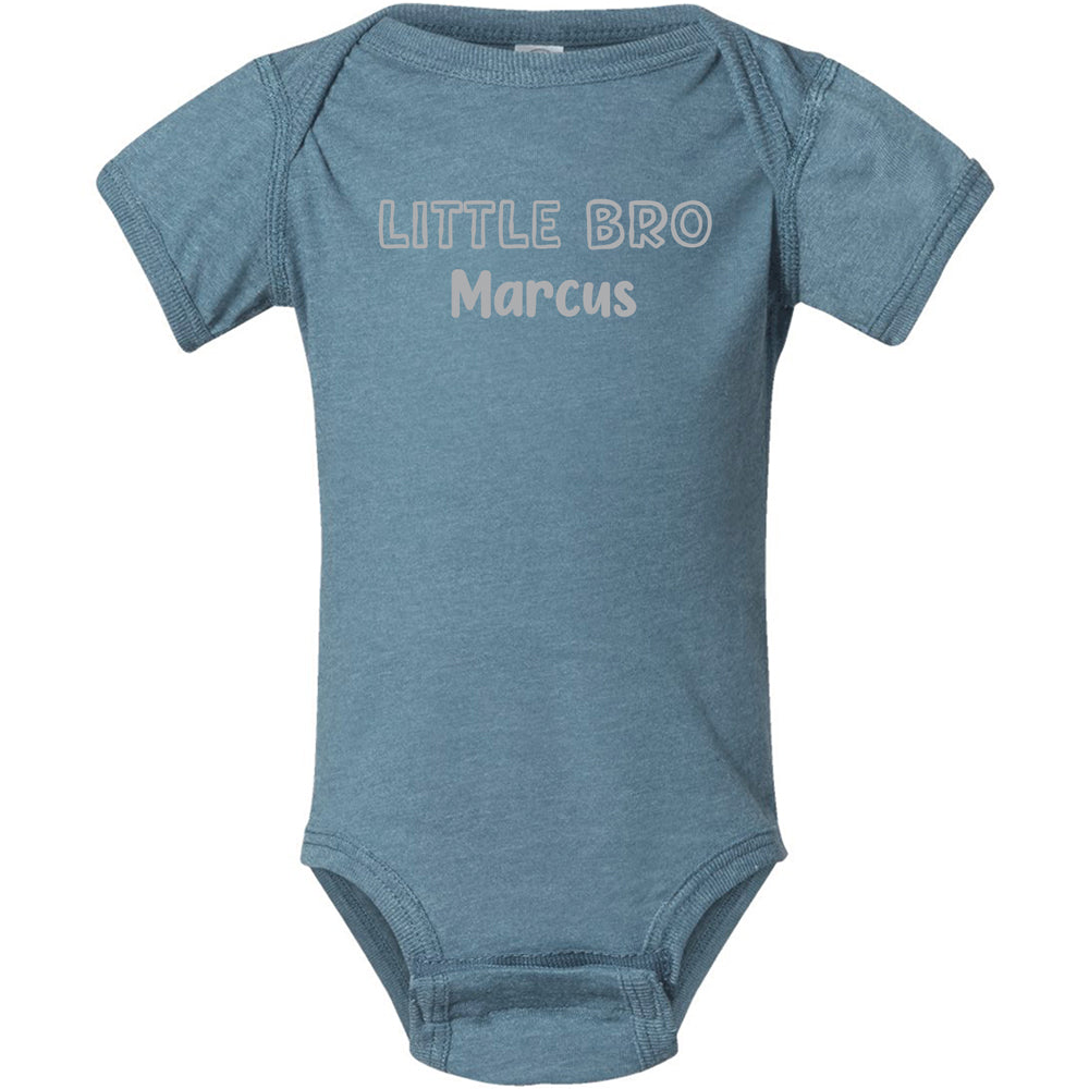 Personalized Little Brother Indigo Onesie - Outline Big Brother & Little Brother Shirts Kristi
