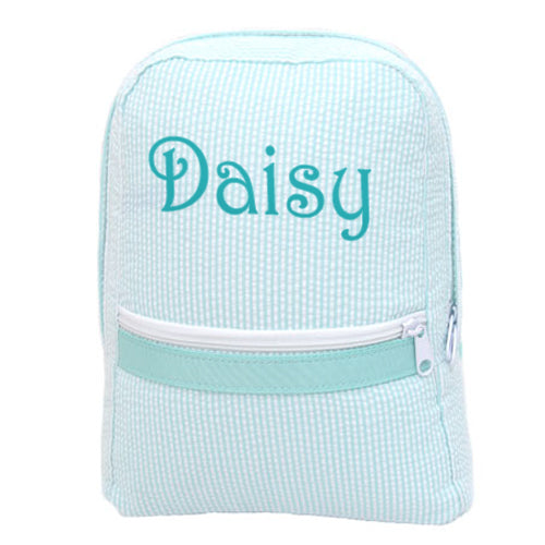 Personalized Backpack by Mint  Medium Mint Seersucker Backpacks and Lunch Boxes Mint   