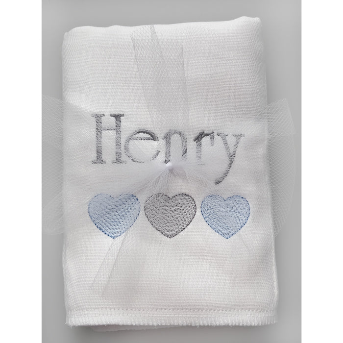 Personalized Burp Cloth Set Applique, Name Initial, Hearts (#1) Burp Cloths Moonbeam Baby
