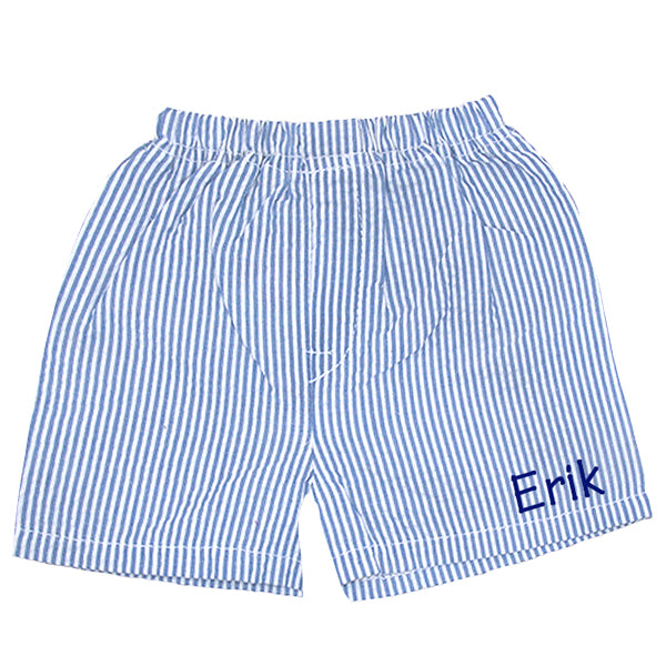 Seersucker Shorts Navy Monogrammed Apparel Mint