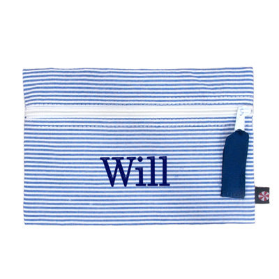 Cosmo Bag by Mint Navy Seersucker Bags & Totes Mint