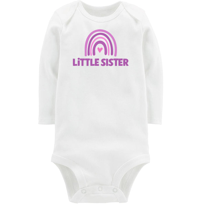 Rainbow Little Sister White Long Sleeve Onesie Big Sister & Little Sister Shirts Kristi