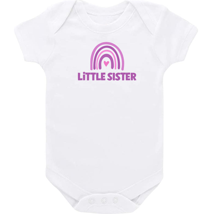 Rainbow Little Sister White Short Sleeve Onesie Big Sister & Little Sister Shirts Kristi
